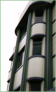 17 Brougham St, known as Owd Trafford, is one of a number of Art Deco apartment blocks in Mt Victoria.