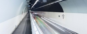 Mt Vic tunnel following its 2016 upgrade. The tunnel walls are painted a colour named Mt Victoria Robin's Egg Blue.